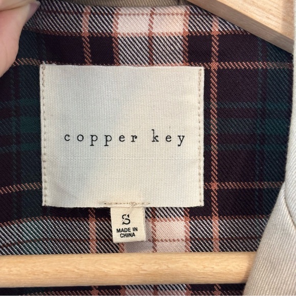 Copper Key Tan Trench Coat - Preppy Plaid Lining Jacket - Picture 5 of 7
